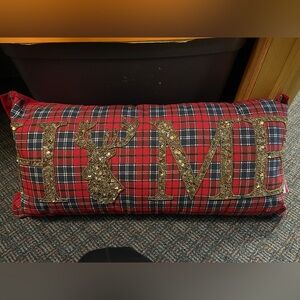 Plaid Decorative Pillow with Gold Accents brand new